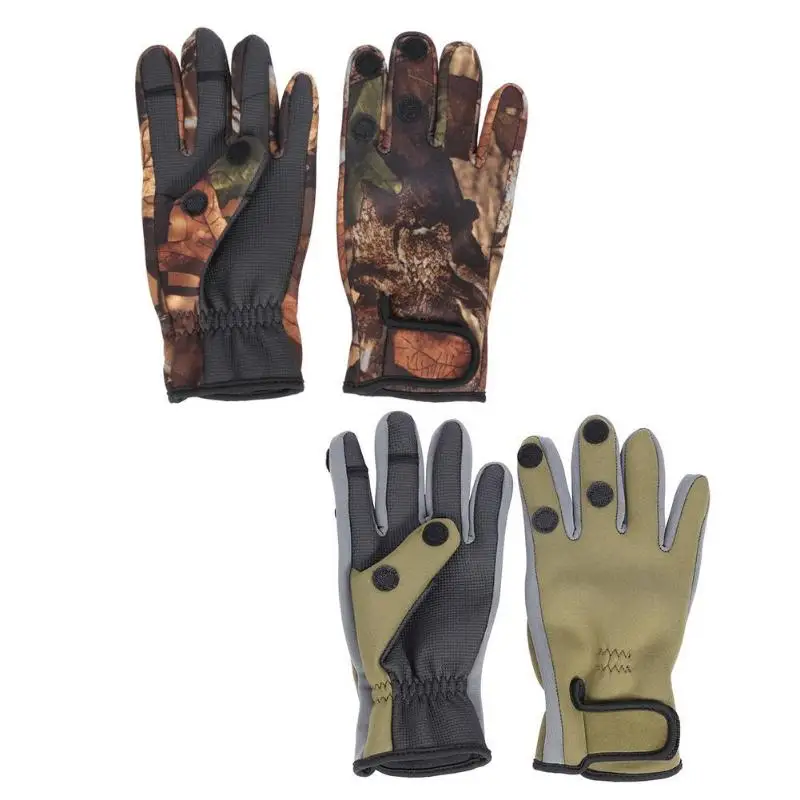

1pair Outdoor Equipment Anti-Slip Fishing Gloves Sport Leather Keep Warming Breathable Neoprene Fishing Equipment Camouflage