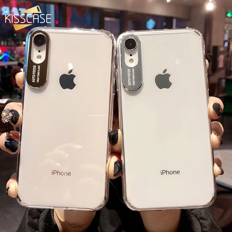 

KISSCASE Transparent TPU Silicone Case For iPhone X XS MAX XR 8 7 Plus Cover For iPhone 6 6s Plus Metal Camera Protection Case