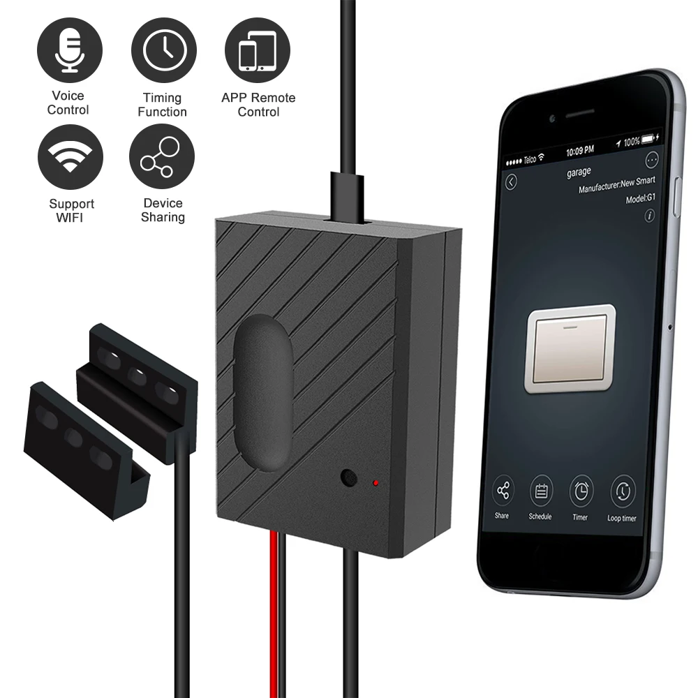 

WiFi Smart Switch Garage Door Controller Garage Door Opener Smart Phone Remote Control Timing Function Door Controller