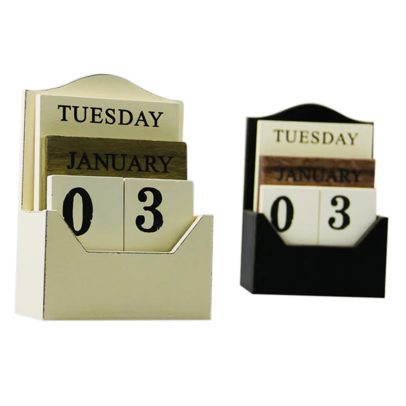 Черный/белый деревянный стол календарь Ретро Винтаж деревянный блок вечный календарь деревянный экологический офис Декор для домашнего
