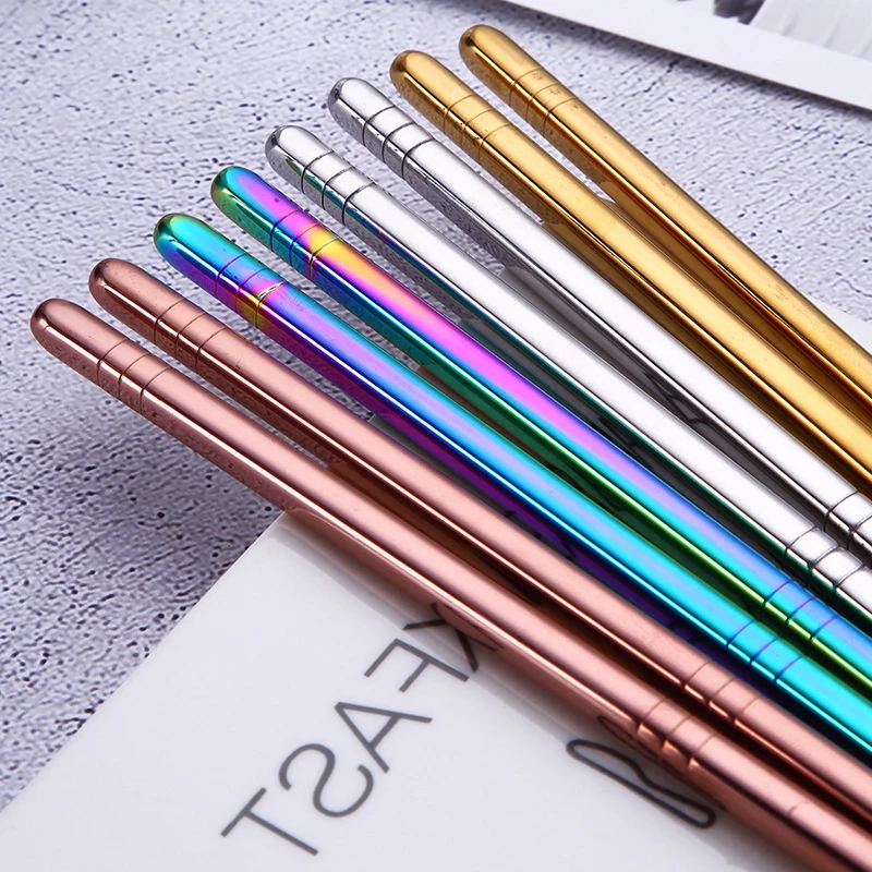 

Stainless Steel 1 Pair New Metal Luxury Grill Tools 23cm Colorful Great Chopsticks Reusable Chinese Fashion