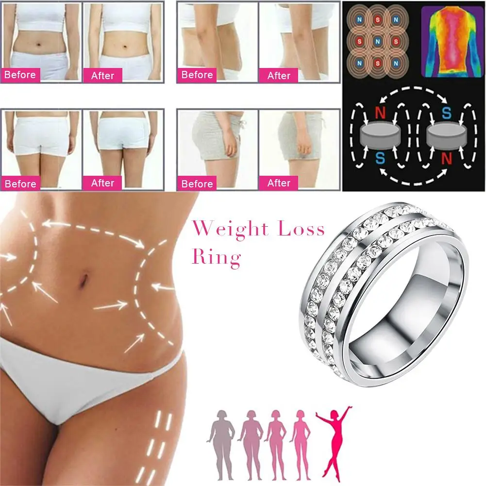 

Fashion Micro-magnetic Titanium Steel Reduction Key Drill Double Row Diamond Ring Weight Loss Fat Burning Slimming Detox Ring