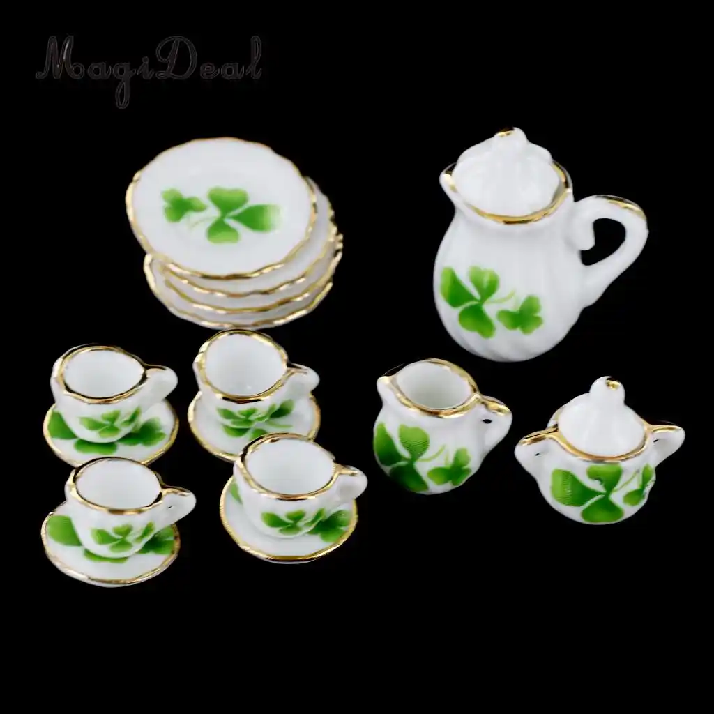 1:12 Dollhouse Miniature Dining Ware Porcelain Tea Set Dish Cup Plate 50pcs