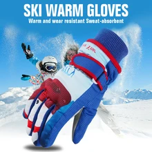 Плотные водонепроницаемые ветрозащитные лыжные перчатки для детей, мальчиков и девочек, зимние для катания на сноуборде, велоспорта, лыжные перчатки для пеших прогулок