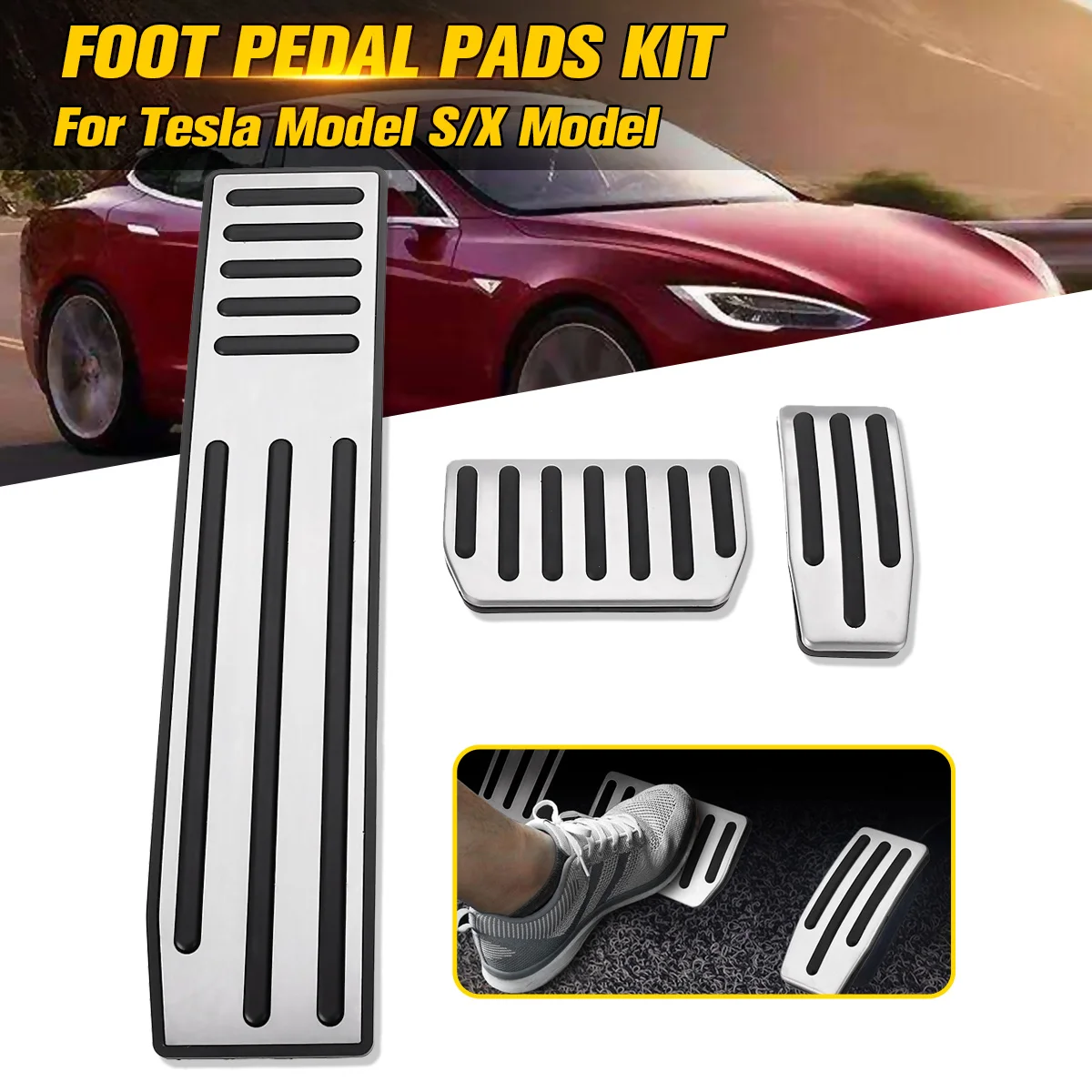 

For Tesla Model S and Model X Car Styling Non-Slip Performance Aluminium alloy Accelerator Foot Rest Modified Pedal Pads Kit