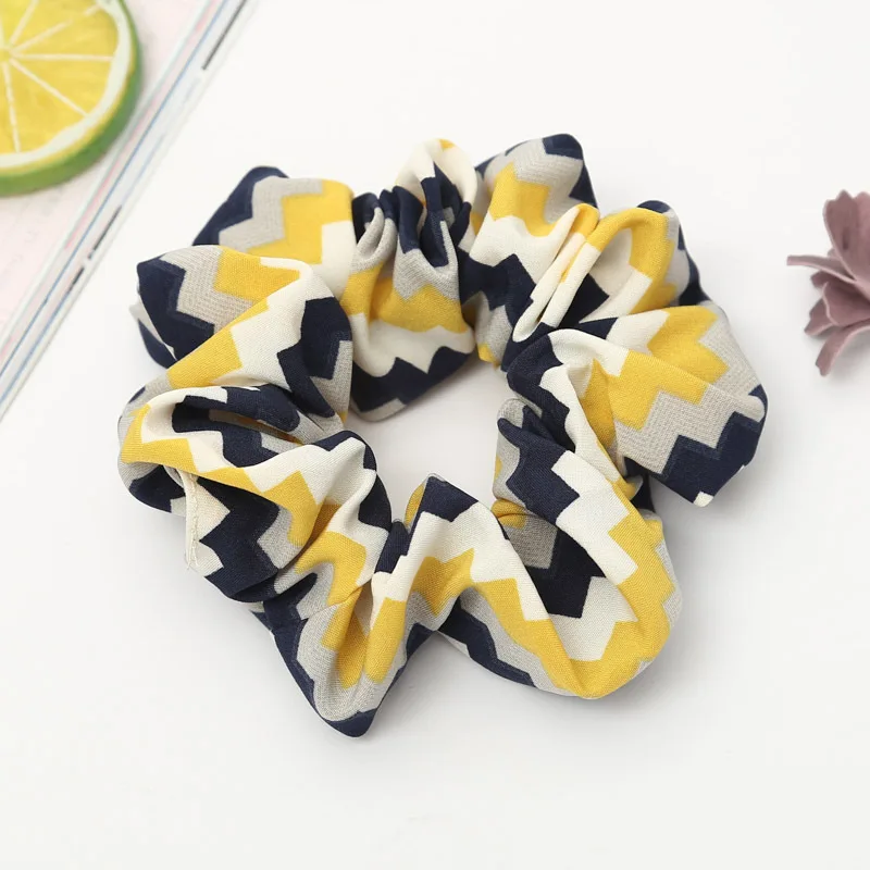 Adjustable Strip Soft Flower Print Ponytail Holder Comfortable 1PC Elastic Hair Rope Women Seaside Unique Party Tie Scrunchie