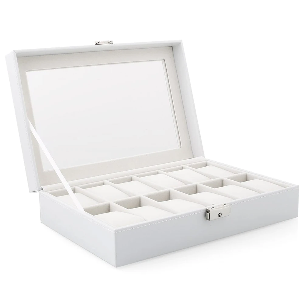 

Watch Display Storage Box Case (White, 12 Grids)