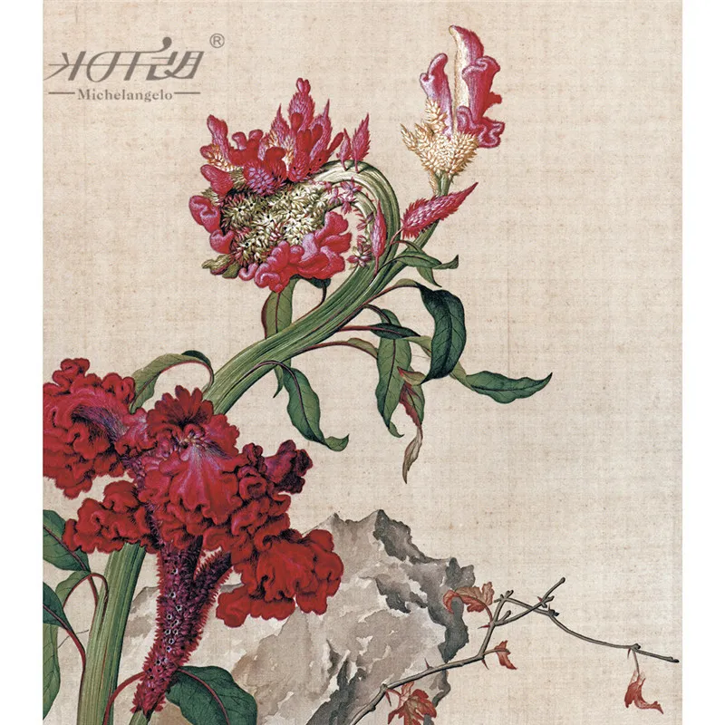 

Michelangelo Wooden Jigsaw Puzzle 500 Piece Giuseppe Castiglione Cockscomb Flower Chinese Painting Art Educational Toy DIY Decor