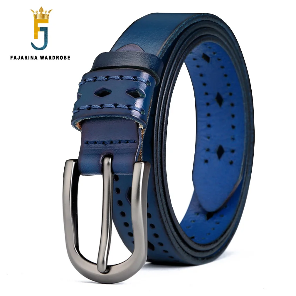 FAJARINA New Design Quality Cowhide Ladies 100% Cow Skin Leather Female Hollowed Belt Retro Styles Belts for Women  N17FJ732 la spezia pin buckle belt for women coffee real leather belt female vintage ethnic genuine leather cowhide ladies jeans belts