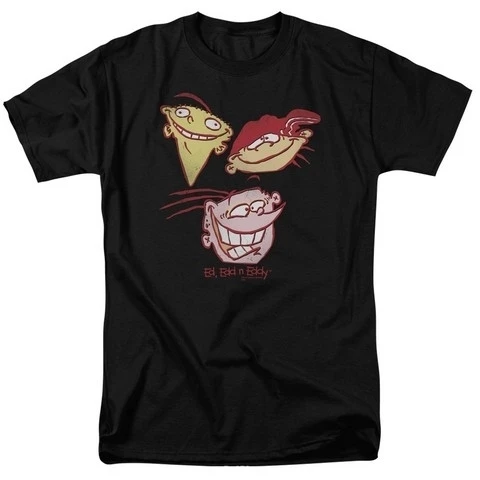 Trevco Ed Edd Eddy три головы короткий рукав для взрослых 18 1 Tee черный большой| |