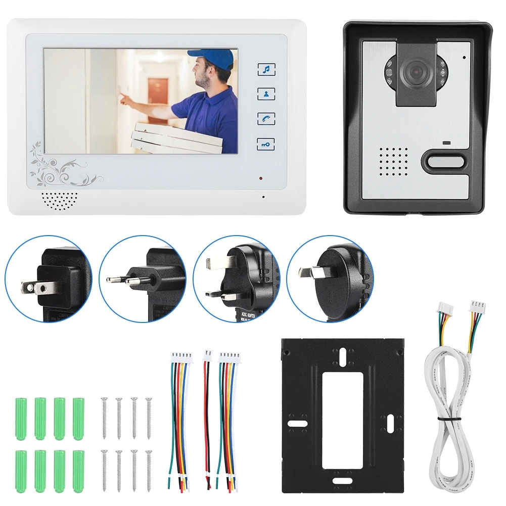 

7inch 800*480 Wired Colorful Video Visual Intercom Doorbell with Door Access Control System