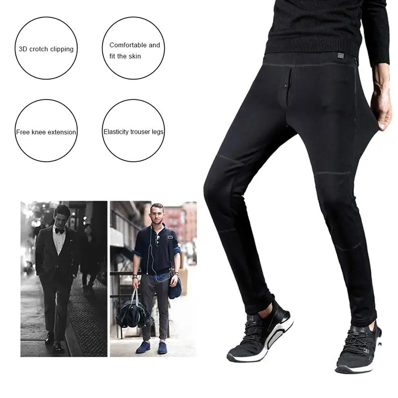 

Thermal Heated Pants for Men Intelligent Fleeced Knee Warmer Anti Cold Trousers Washable Adjustable USB Charging Heating Pants