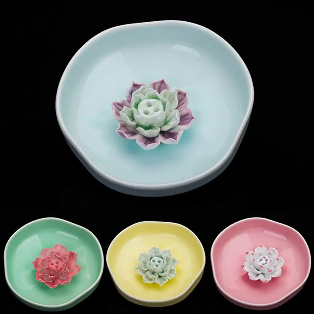 

Lotus Flower Incense Sticks Holder Portable Porcelain Inserted Burner Censer Ceramic Incense Burners Holder Use In Home Office