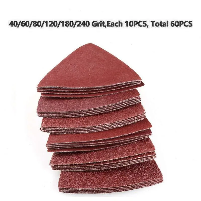 60x Sandpaper Triangle Sanding Pads Hook And Loop Assorted Sandpaper For Oscillating Multitool 40/60/80/120/180/240 Grit 60x Sandpaper Triangle Sanding Pads Hook And Loop Assorted Sandpaper For Oscillating Multitool 40/60/80/120/180/240 Grit