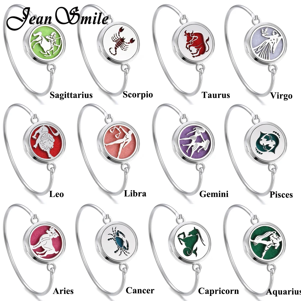 

New Twelve Constellations Perfume Bracelet Essential Oil Diffuser Aromatherapy Locket Bracelet Stainless Steel Diffuser Bracelet