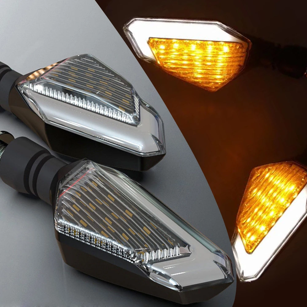 

For Honda Kawasaki 1pair 22LED Universal Motorcycle Yellow Turn Signal Light White DRL Day Running Lamp Accessories Mayitr