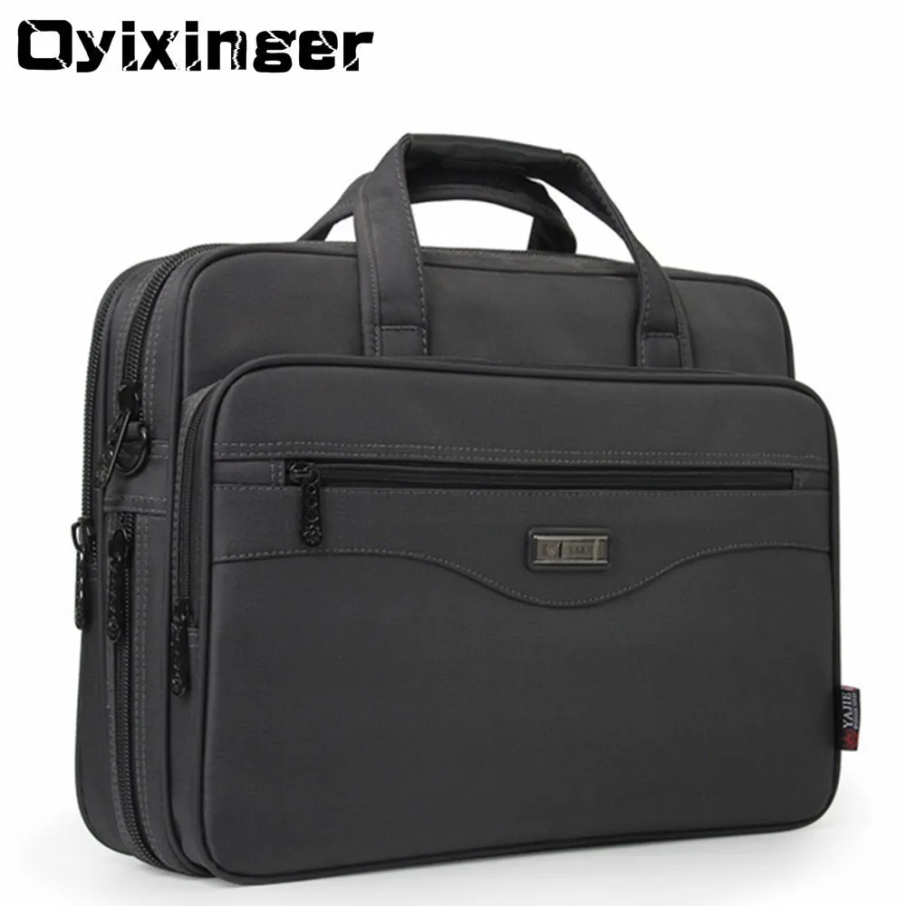  OYIXINGER Men Briefcase Laptop Bags Good Nylon Cloth Multifunction Waterproof 15.6