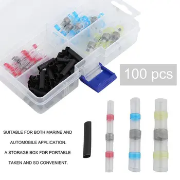 

New US stock 100Pcs Heat Shrink Solder Sleeve Wire Crimp Butt Terminals Connector waterproof Free Shipping