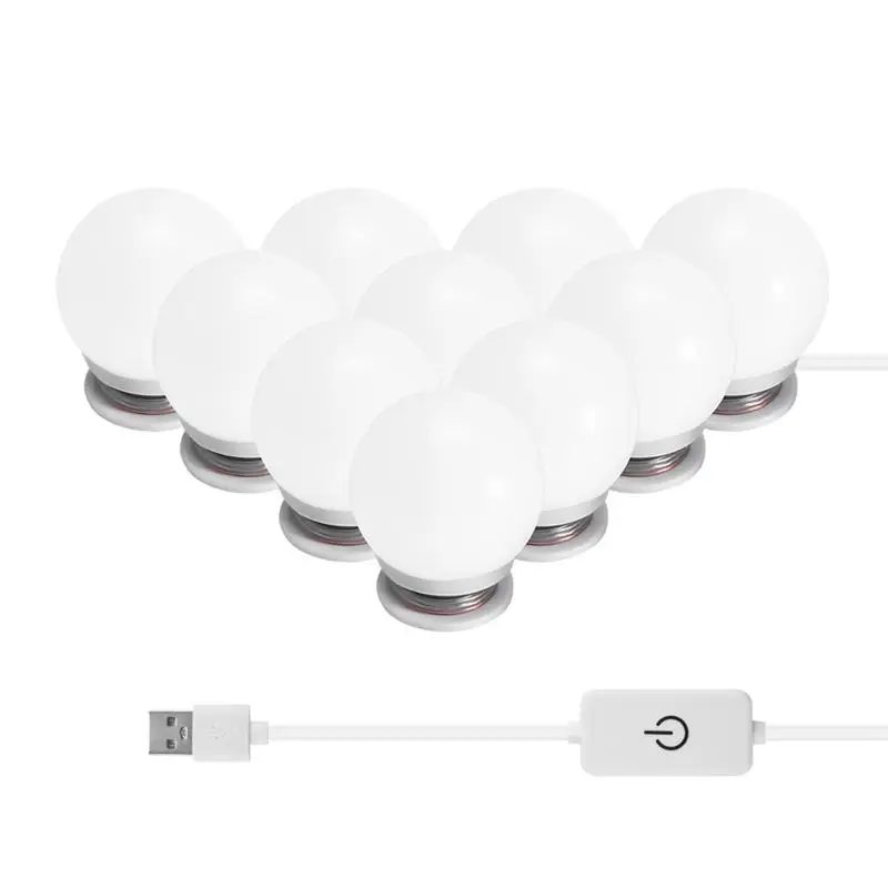 USB LED 12V Makeup Lamp 10 Bulbs Kit For Dressing Table Stepless Dimmable Hollywood Vanity Mirror L