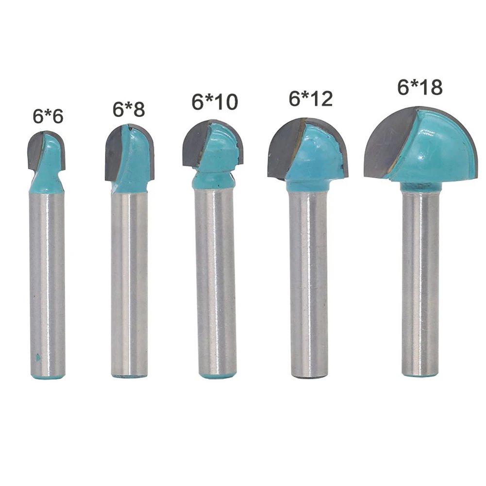 5 Pcs Set 6-Handle Ball Milling Cutter Round Bottom Lace Cutter Round Head Cutter Woodworking Semic