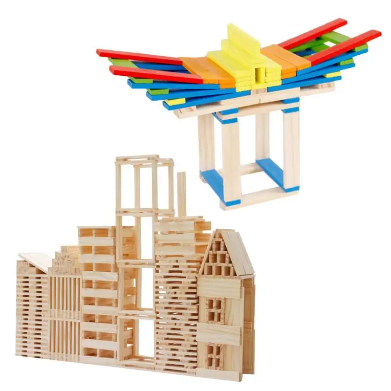 Children Building Construction Toys Kids Natural Wooden Building Blocks