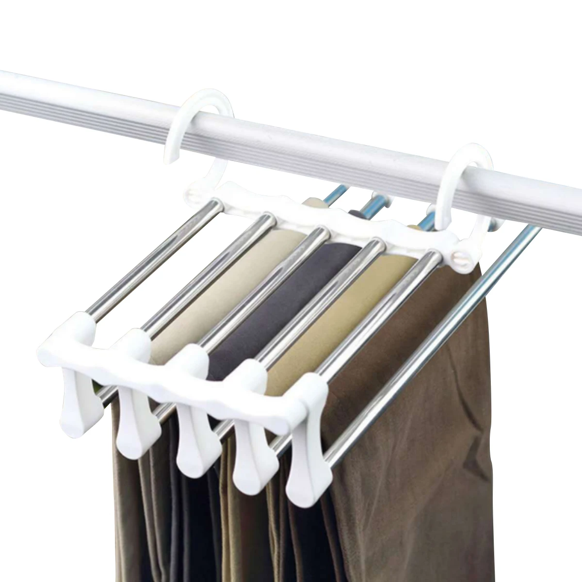

1PCS Multi-Function Folding Stainless Steel Pants Hanger Jeans Organizer Space Saving Clothes Hanging Storage Rack