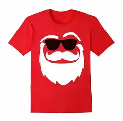 Прохладный Санта-Клаус лицо Забавный Рождество хлопок короткий рукав рубашки футболки комфорт Мужская футболка