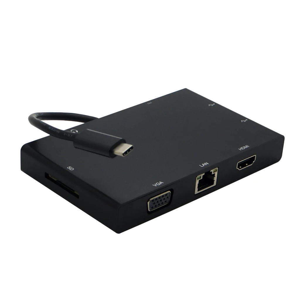

Type-C USB3.0 Hub to 4K HDMI VGA RJ45 LAN Gigabit Adapter Cable with PD Port