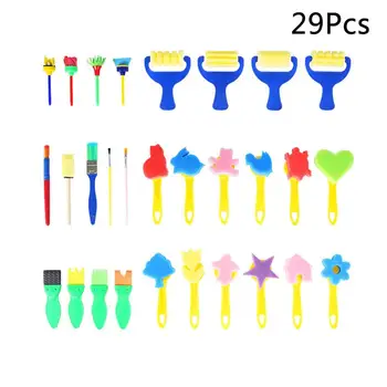

29pcs Painting Sponge Brushes Set Durable DIY Safe Creative Stamp Art Painting Toys Drawing Brushes Graffiti Tool for Kids