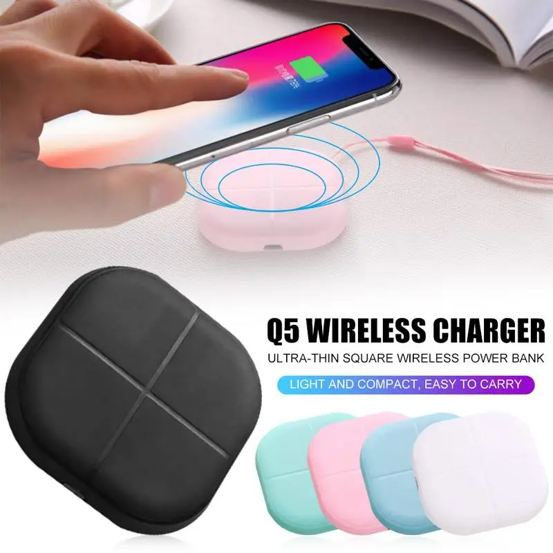

Q5 Wireless Charger Ultra-thin Square Wireless Power Bank For IPhone Samsung Mobile Phone Qi-enable Devices