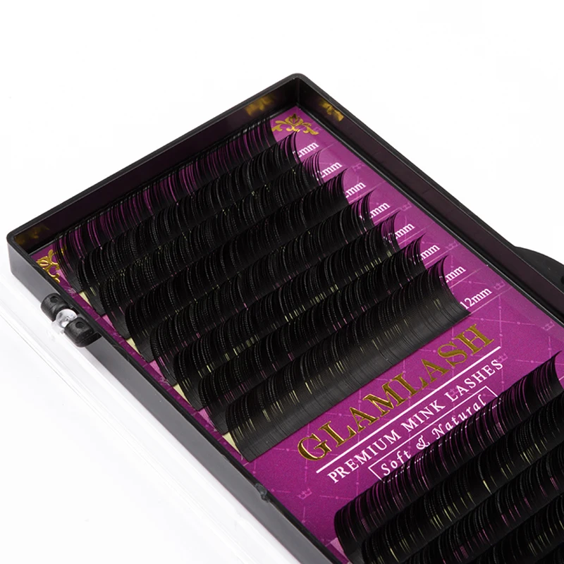 GLAMLASH 15Cases/Lot 16Rows handmade faux mink lash extension korea pbt natural soft eyelashex individual extension makeup cilia