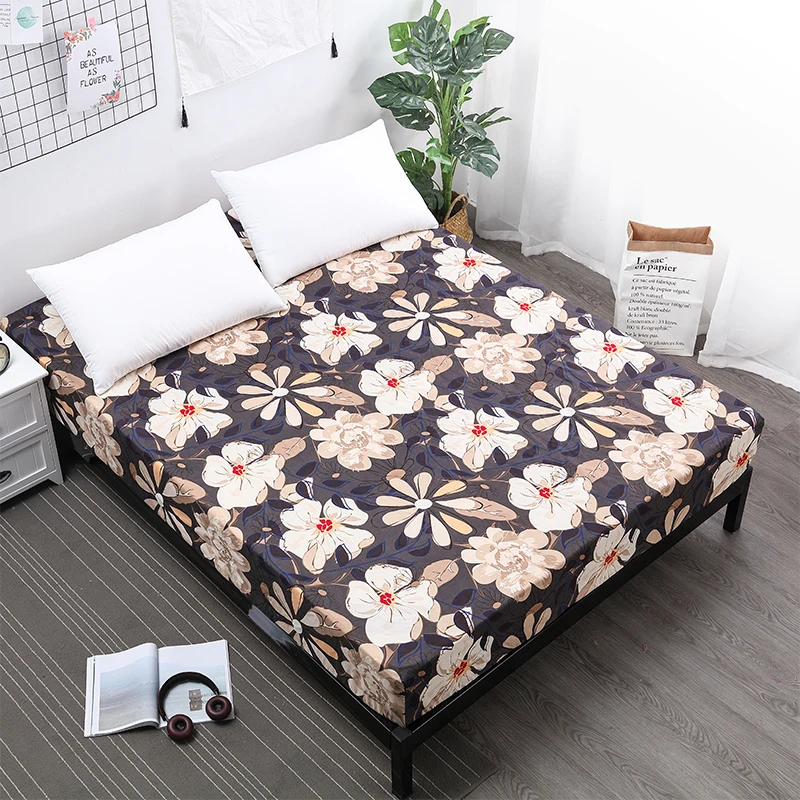 

New product Printing Bed Mattress Cover Waterproof Mattress Protector Pad Fitted Sheet Separated Water Bed Linens with Elastic