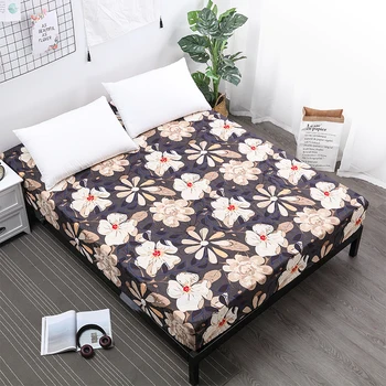 

New product Printing Bed Mattress Cover Waterproof Mattress Protector Pad Fitted Sheet Separated Water Bed Linens with Elastic