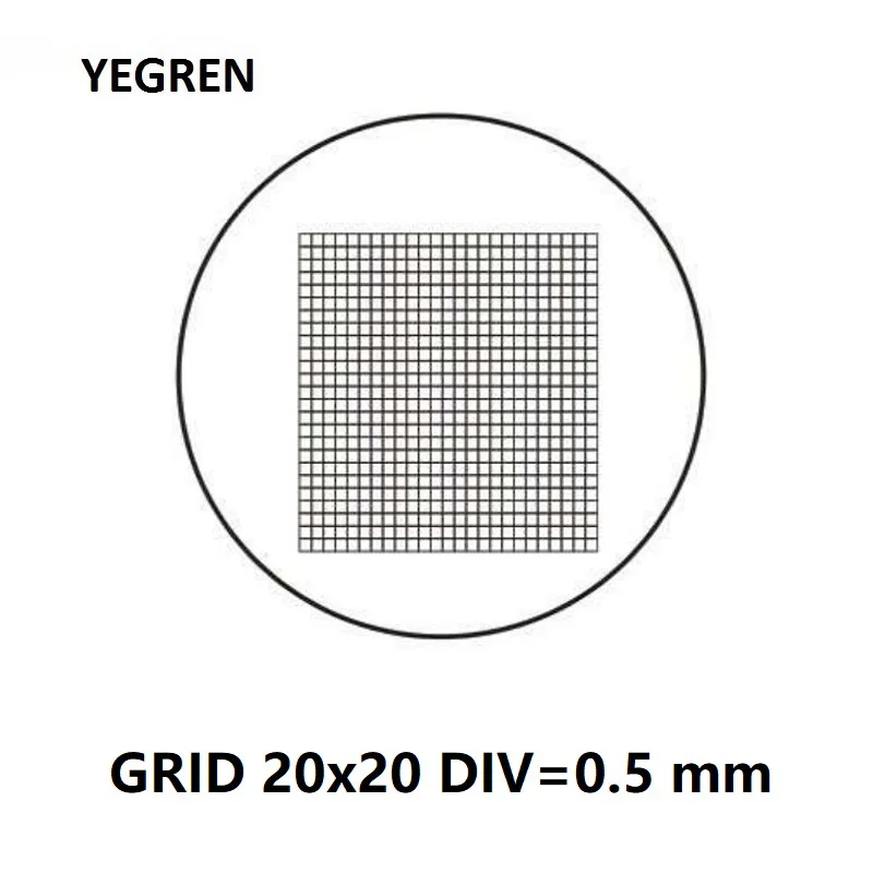 

Diameter 19 mm 20 mm 27 mm Eyepiece Micrometer DIV 0.5 mm Ocular Lens with 20x20 Grid Reticle Net Calibration for Microscope