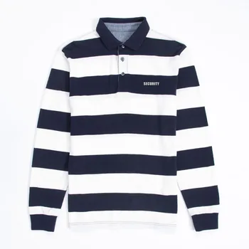 

Mens SECURITY Event Safety Embroidered Striped Knit Long Sleeve Polo Shirts