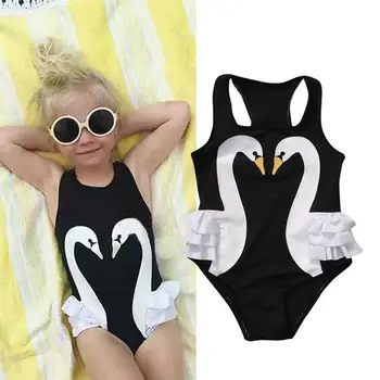 

Pudcoco Swimsuit For Girl Toddler Kids Girls Tutu White Swan Romper Swimwear Ruffle Skirt Swimsuit Clothes