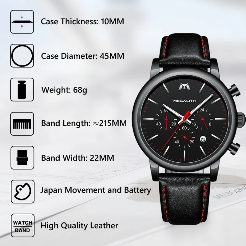 MEGALITH Fashion Mens Watches Waterproof Quartz Watches For Mens Black Leather Strap Wrist Watches Male Clock Relogio Masculino MEGALITH Fashion Mens Watches Waterproof Quartz Watches For Mens Black Leather Strap Wrist Watches Male Clock Relogio Masculino