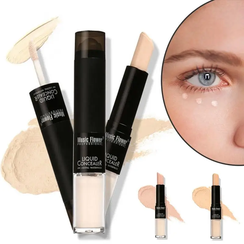 

Music Flower 3 Colors 24-Hour Long-Lasting Face Concealer Waterproof Double-Head Concealer Pen Foundation Base Make-Up TSLM2