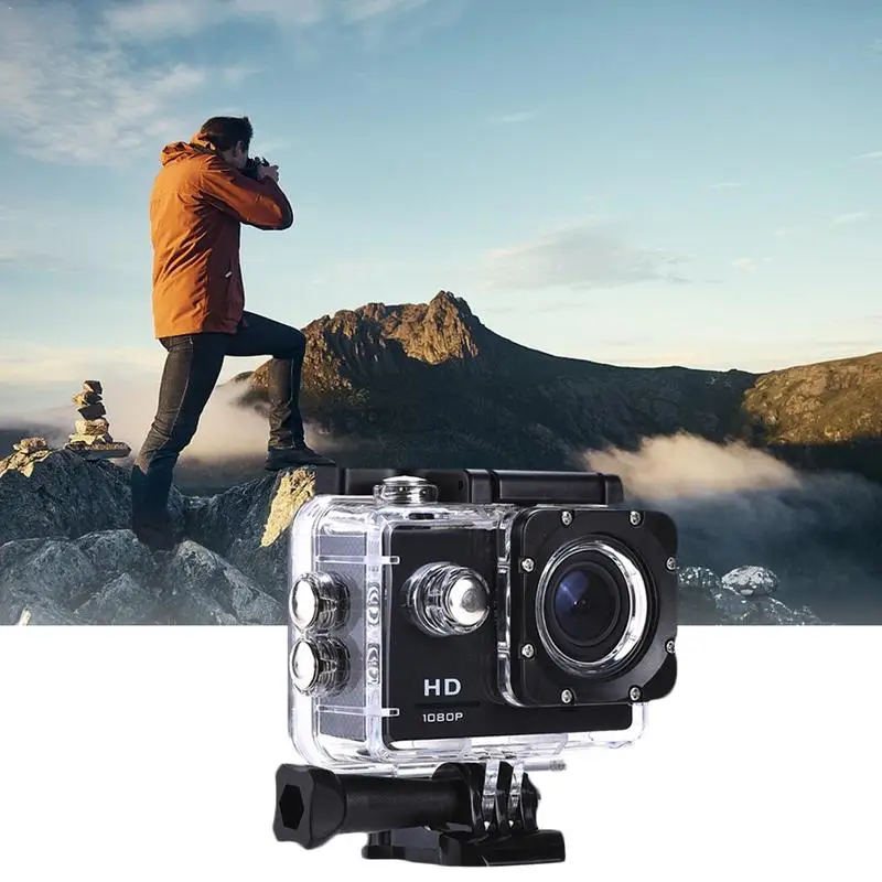 

Action Camera 1080P Underwater Waterproof Cam Mini HD Sports Camera with Rechargeable Battery Accessory Kits
