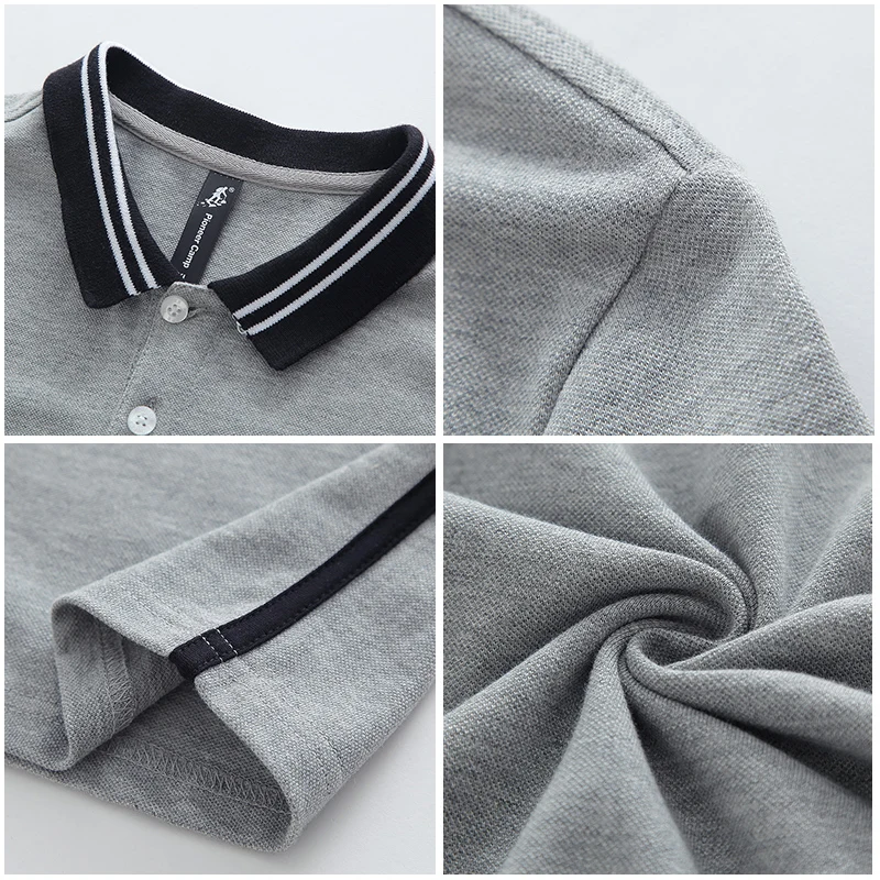 Pioneer Camp Golf polo рубашка новая мужская брендовая одежда с коротким рукавом серая Простая Повседневная Лоскутная Поло Мужская ACP703084