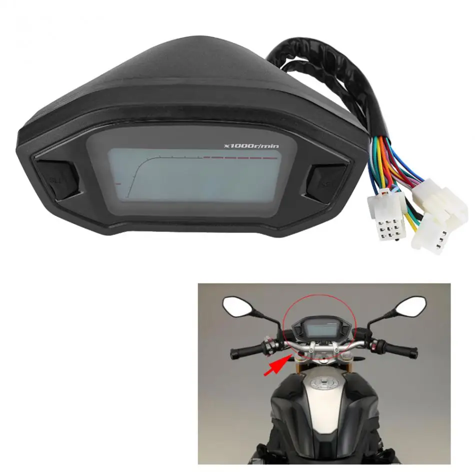 

Motorcycle 13000RPM Speedometer Digital Colorful LCD Speedometer Odometer Tachometer W/ Speed Sensor Motorcycl Instrument Gauge