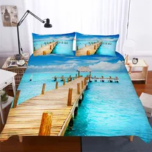 Juego de cama con funda de edredón estampada en 3D, Textiles para el hogar con ondas marinas para adultos, ropa de cama realista con funda de almohada # HL04