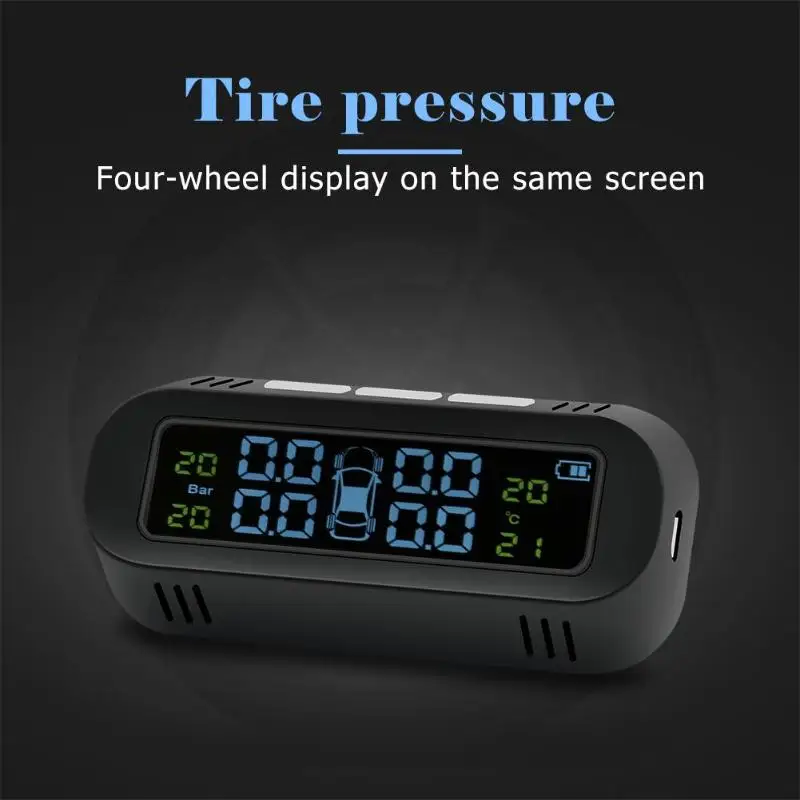 ABS Solar+USB Car TPMS Auto Tire Pressure Monitoring System+ 4 Internal Sensors Black portable solar charging + USB | Автомобили и