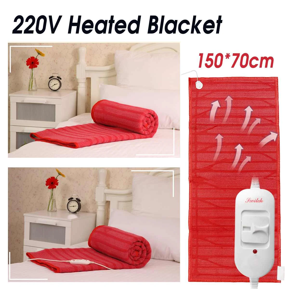 

150x70cm 220V Household Electric Heating Mattress Blankets Security Automatic Protection Warmer Heated Bed Thermostat Carpet