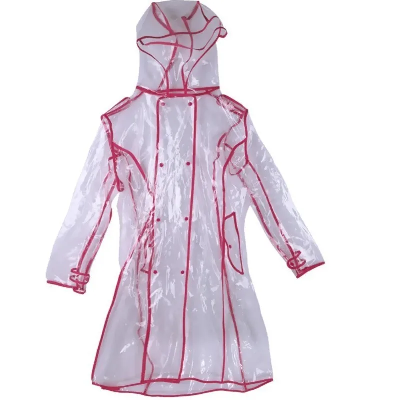 Women Transparent  2019 New Fashion Tide Waterproof Raincoats Long Hooded Windbreaker Knee-length Outdoors Rainwear 287