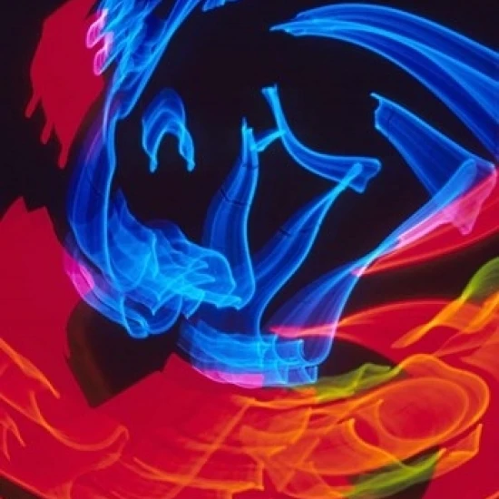 Red and Blue Neon Lighting with Nightzoom Poster Print by Mark Gibson (24 x 36) | Дом и сад