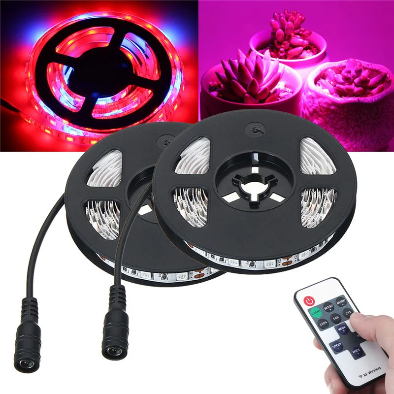 

Smuxi 2M 5050 LED Grow Lights DC 12V waterproof Growing LED Strip Plant Growth Light Set with Power Adapter and Switch US plug