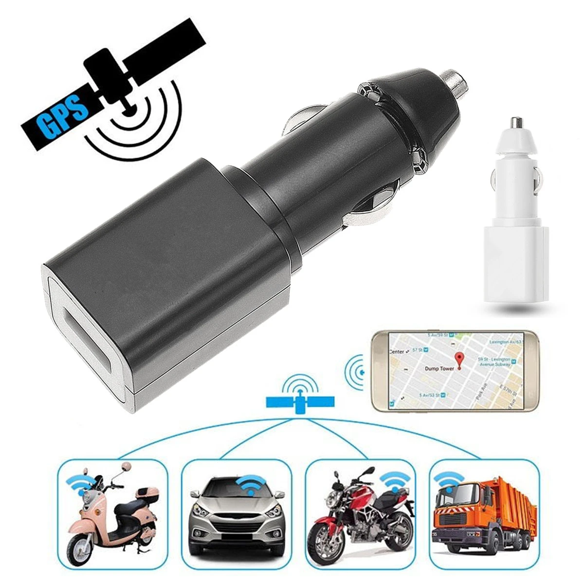 

Portable Mini Real Time Car GPS Locator Tracker Support GSM GPRS SD Card Phone USB Car Charger Tracking Device Locator 2 Color