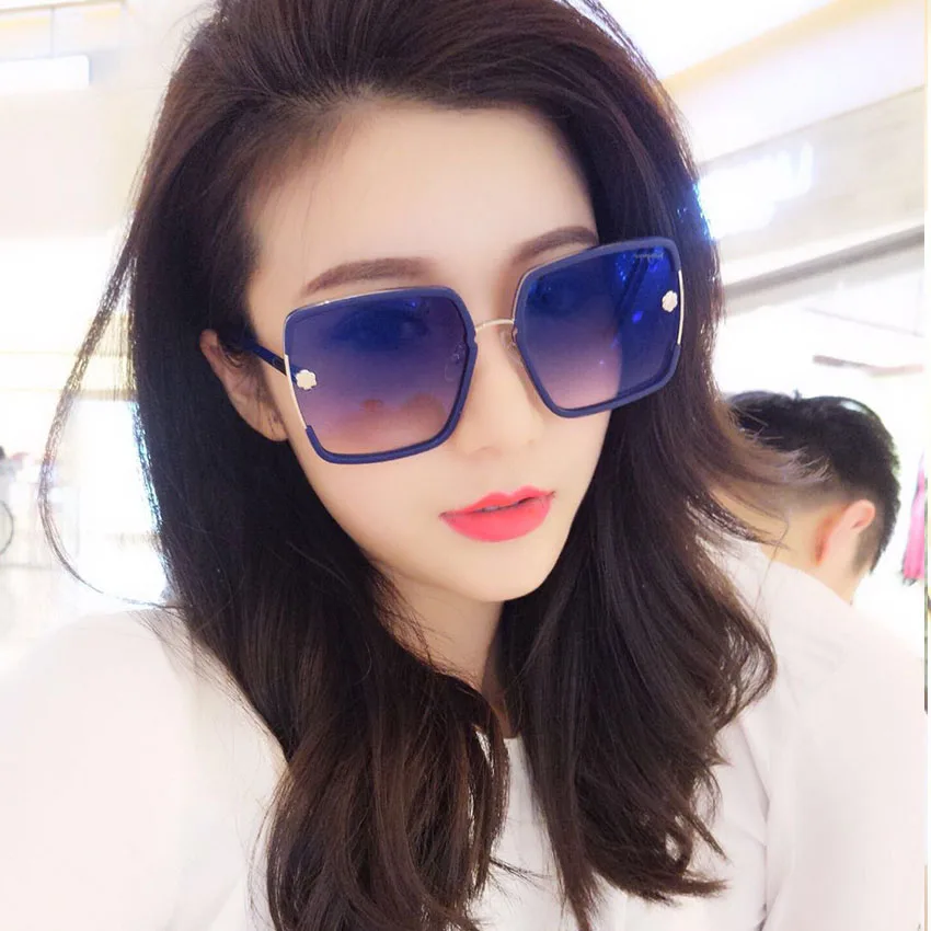 

metal semi-rimless Sunglasses Women 2019 Retro Brand Designer Gradient Big Frame Sun Glasses Vintage Mirror Shade Eyewear UV400