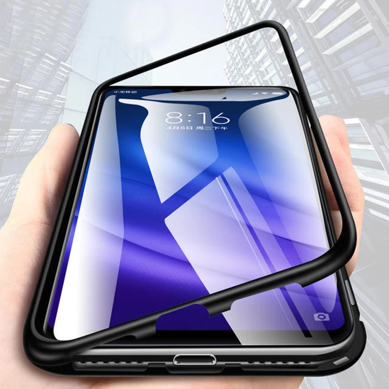 

Adsorption Magnetic Case For Xiaomi Mi 8 Lite Glass Back Covers Magnet Metal Case on For Xioami Mi 8 lite Pocophone F1 mi8 A2 6X